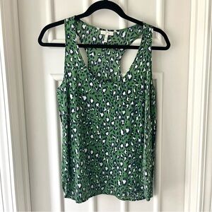 Joie Silk Cheetah Print Green Tank Top